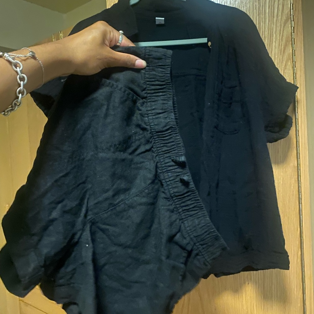 Black Linen Two-Piece Set